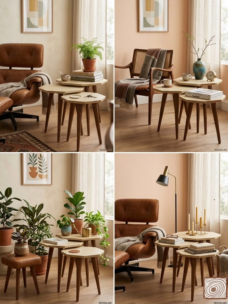 Hexagonal side table set